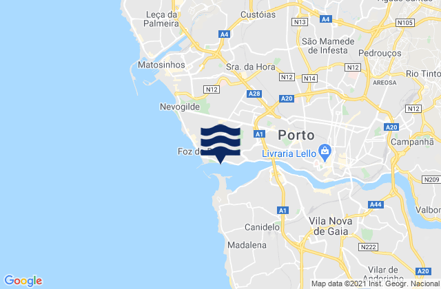 Mapa de mareas Barra do Douro, Portugal
