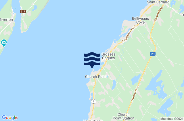 Mapa de mareas Barre à Church Point, Canada
