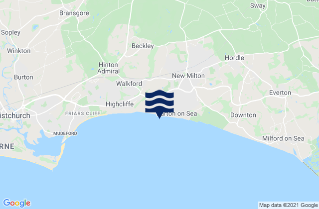 Mapa de mareas Barton on Sea, United Kingdom