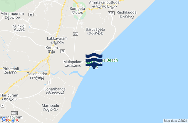 Mapa de mareas Baruva, India