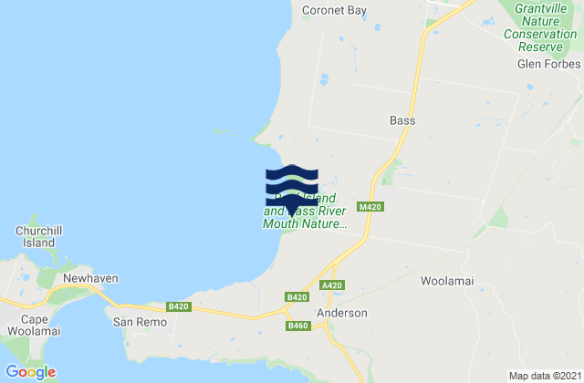 Mapa de mareas Bass Coast, Australia
