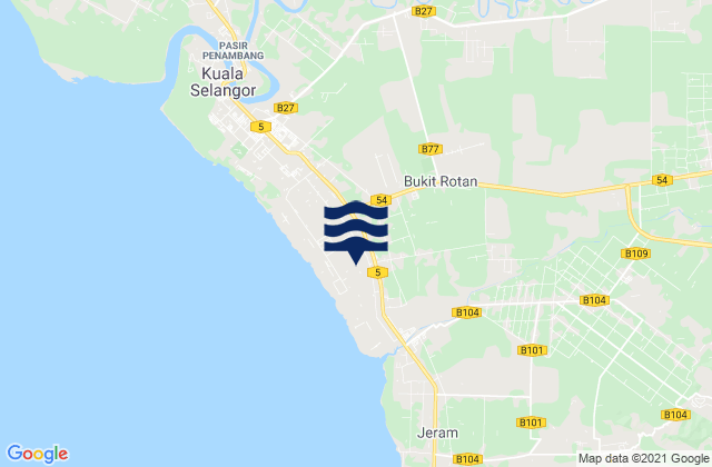 Mapa de mareas Batang Berjuntai, Malaysia