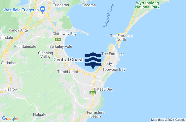 Mapa de mareas Bateau Bay, Australia