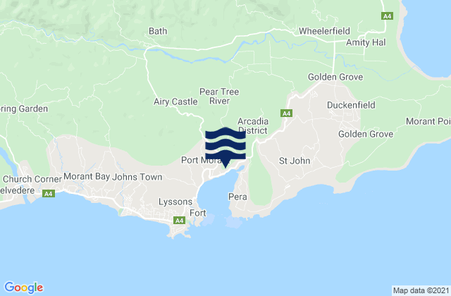 Mapa de mareas Bath, Jamaica