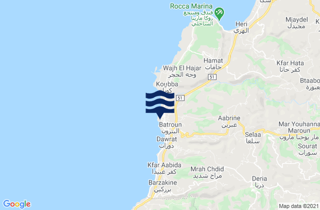 Mapa de mareas Batroûn, Lebanon