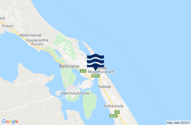 Mapa de mareas Batticaloa, Sri Lanka