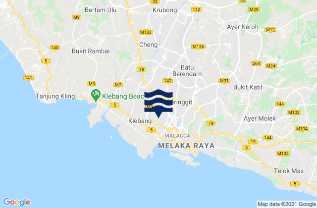 Mapa de mareas Batu Berendam, Malaysia