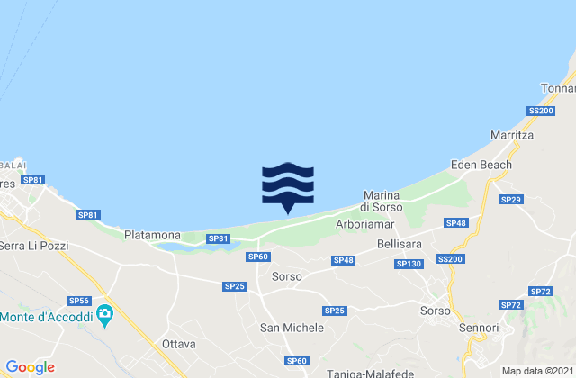 Mapa de mareas Bau Bau Beach, Italy
