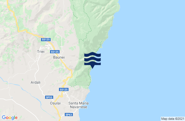 Mapa de mareas Baunei, Italy