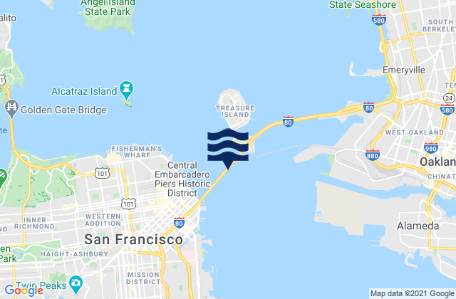 Mapa de mareas Bay Bridge Pier D, United States
