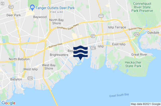 Mapa de mareas Bay Shore, United States