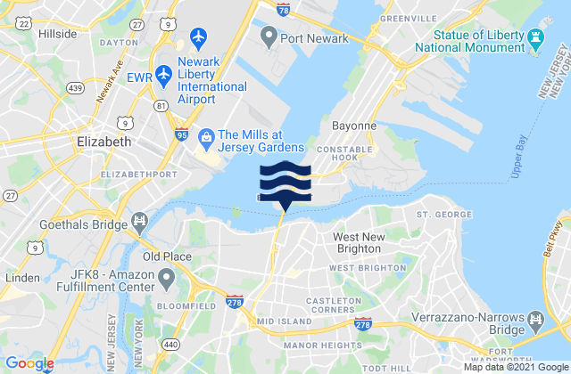 Mapa de mareas Bayonne Bridge, United States