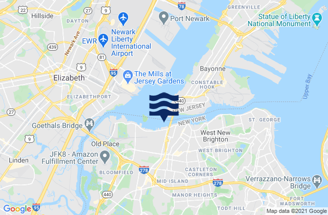 Mapa de mareas Bayonne Bridge Staten Island, United States