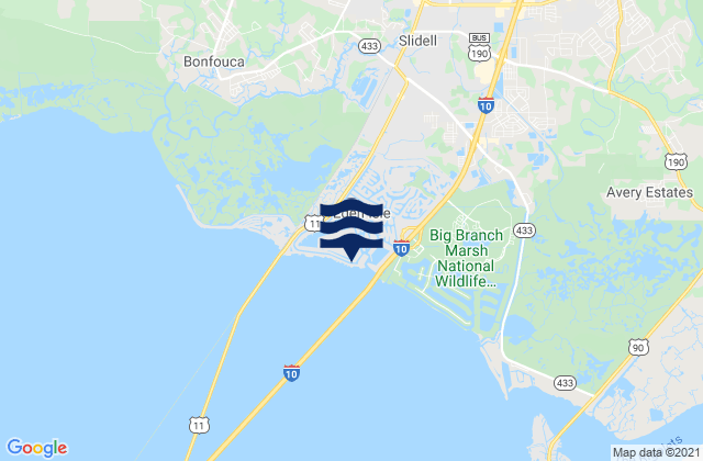 Mapa de mareas Bayou Bon Fouca Route 433, United States