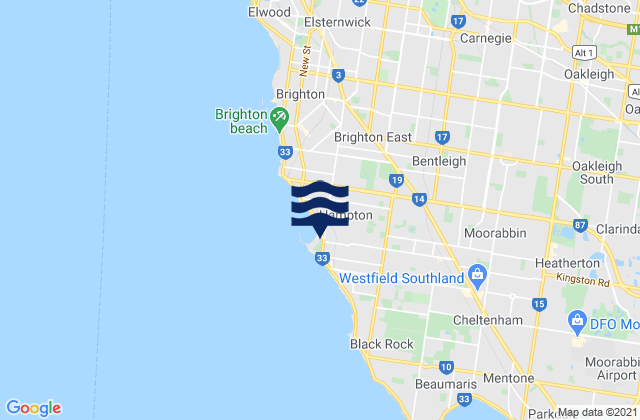 Mapa de mareas Bayside, Australia