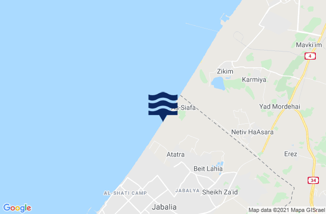 Mapa de mareas Bayt Ḩānūn, Palestinian Territory