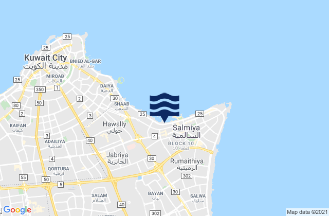 Mapa de mareas Bayān, Kuwait