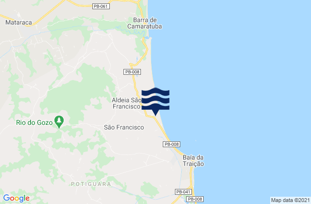 Mapa de mareas Baía da Traição, Brazil