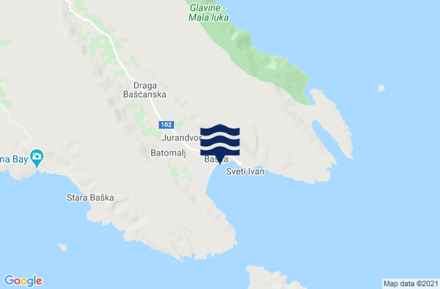 Mapa de mareas Baška, Croatia
