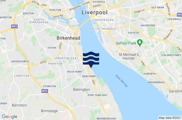 Mapa de mareas Bebington, United Kingdom