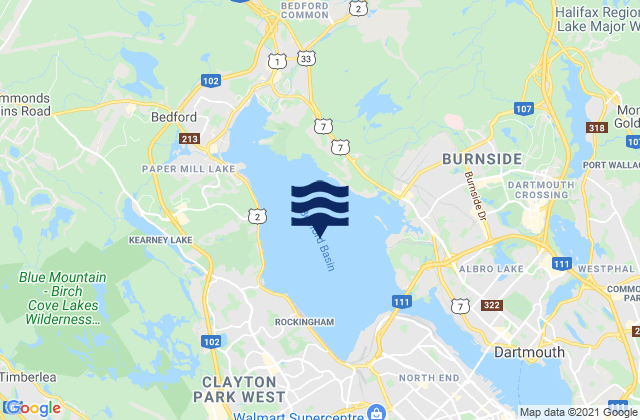 Mapa de mareas Bedford Basin, Canada