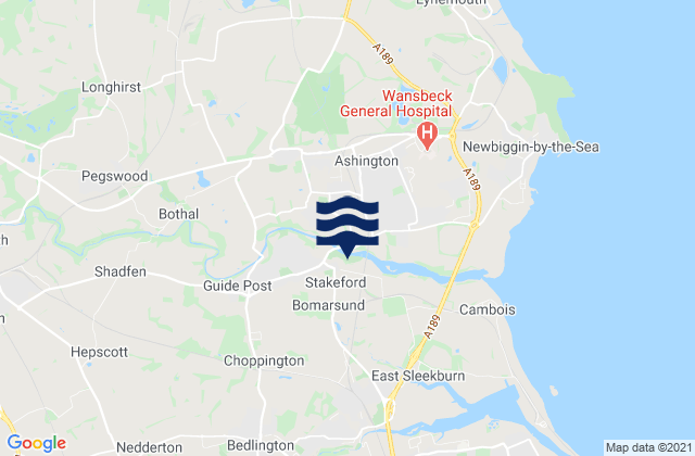 Mapa de mareas Bedlington, United Kingdom
