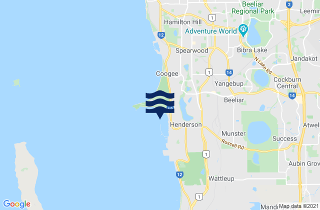 Mapa de mareas Beeliar, Australia