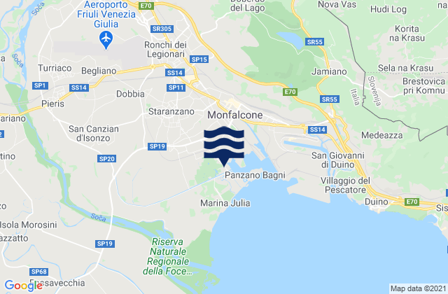 Mapa de mareas Begliano, Italy