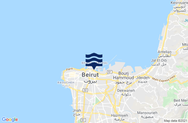 Mapa de mareas Beirut, Lebanon