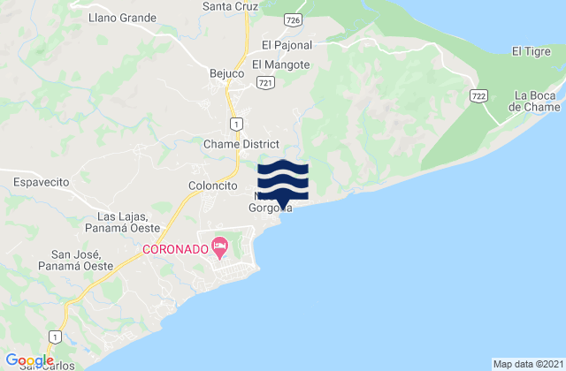 Mapa de mareas Bejuco, Panama
