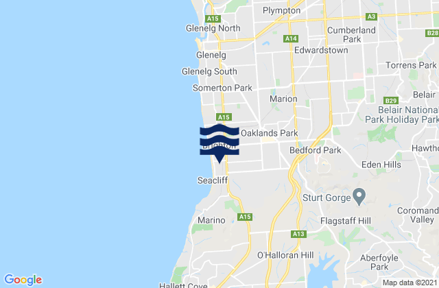 Mapa de mareas Belair, Australia