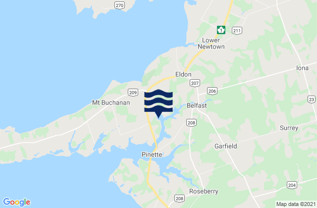 Mapa de mareas Belfast, Canada