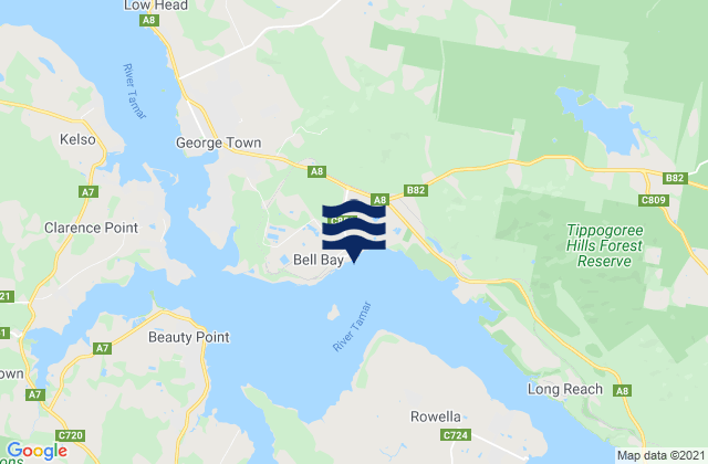 Mapa de mareas Bell Bay, Australia