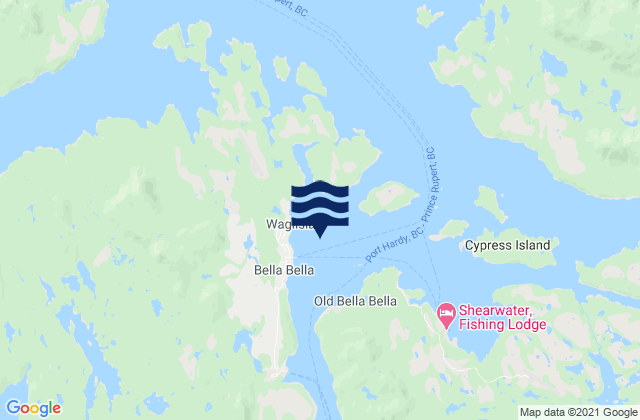 Mapa de mareas Bella Bella, Canada