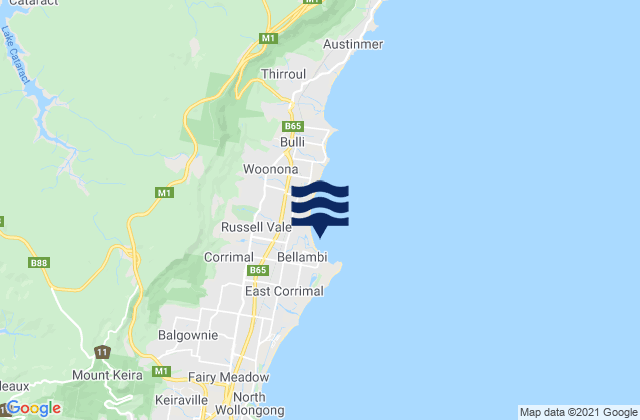 Mapa de mareas Bellambi Beach, Australia