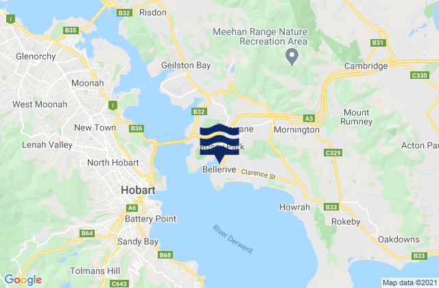Mapa de mareas Bellerive, Australia