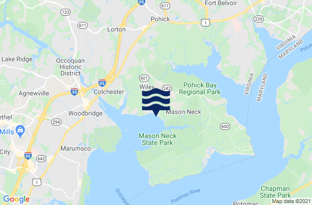 Mapa de mareas Bellevue D C, United States