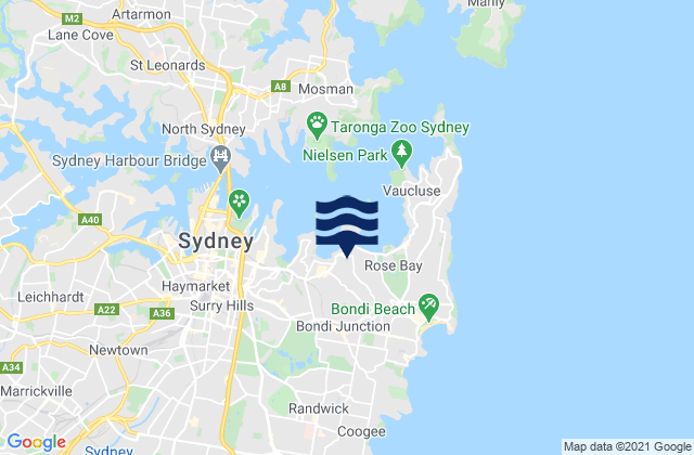 Mapa de mareas Bellevue Hill, Australia