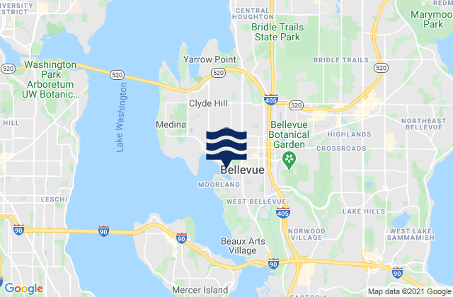 Mapa de mareas Bellevue, United States