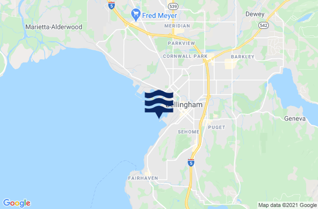 Mapa de mareas Bellingham, United States
