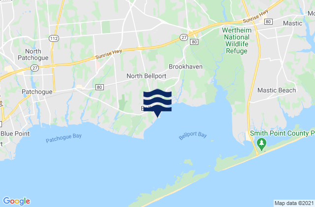 Mapa de mareas Bellport, United States
