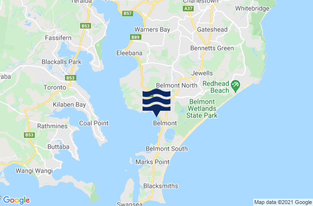 Mapa de mareas Belmont, Australia
