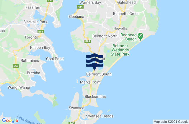 Mapa de mareas Belmont South, Australia