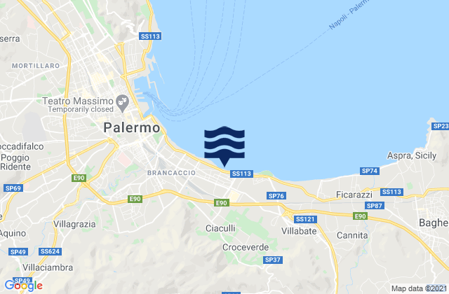 Mapa de mareas Belmonte Mezzagno, Italy