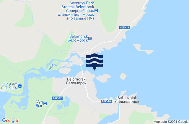 Mapa de mareas Belomorsk, Russia
