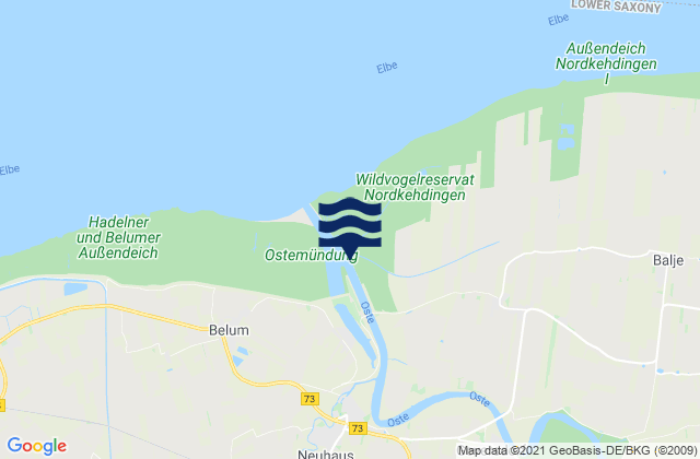 Mapa de mareas Belum (Oste), Denmark