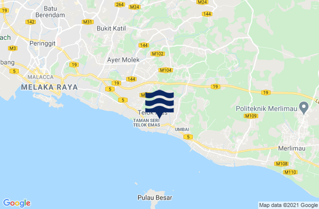 Mapa de mareas Bemban, Malaysia