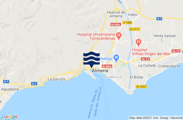 Mapa de mareas Benahadux, Spain