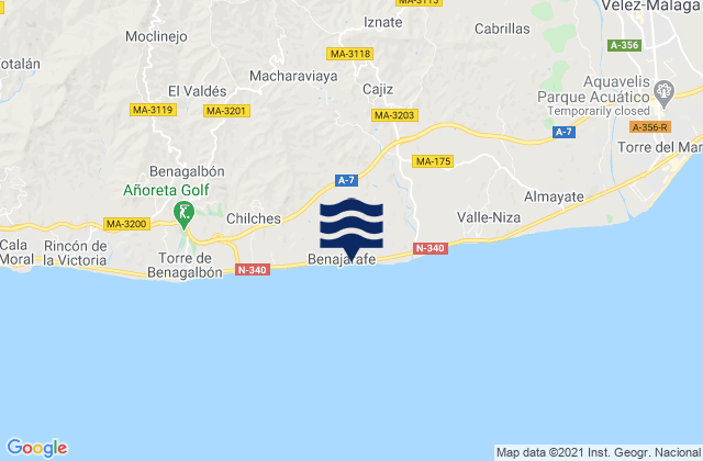 Mapa de mareas Benamargosa, Spain