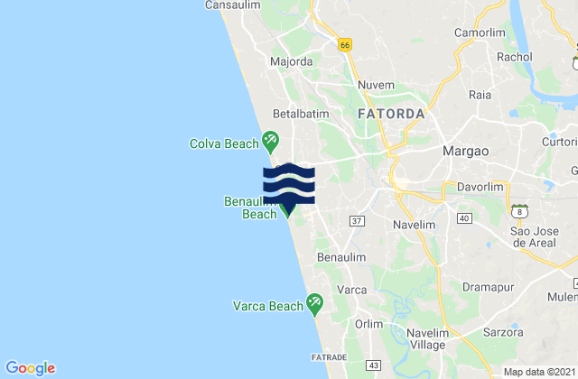 Mapa de mareas Benaulim, India